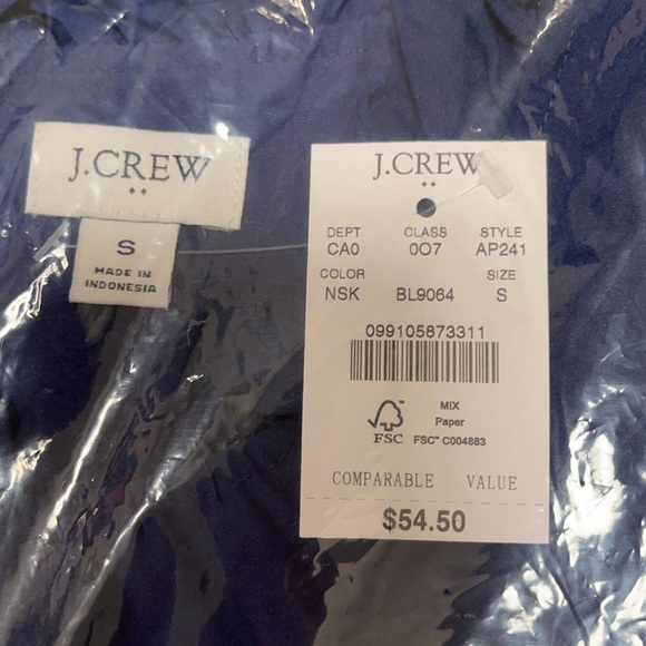 J. Crew ruffle neck shirt blouse (color night sky) - Picture 2 of 3